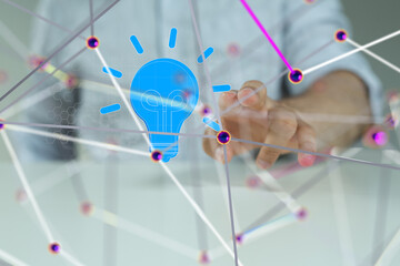 Neural network 3D illustration. Big data and cybersecurity - 3d