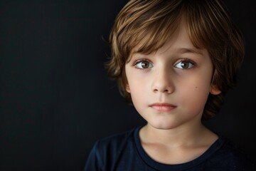 A close-up shot of a young boy holding a toothbrush in his mouth, brushing his teeth