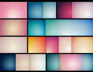 Obraz premium Collection of defocused retro modern pink aura posters with empty spaces for design in various colours and gradients