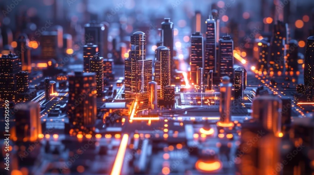 Aufkleber Urban landscape featuring numerous structures and architecture