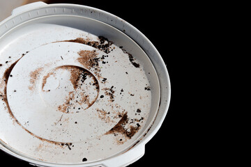 Abandoned plant pot with accumulated water. The location could be a potential focus for larvae of...