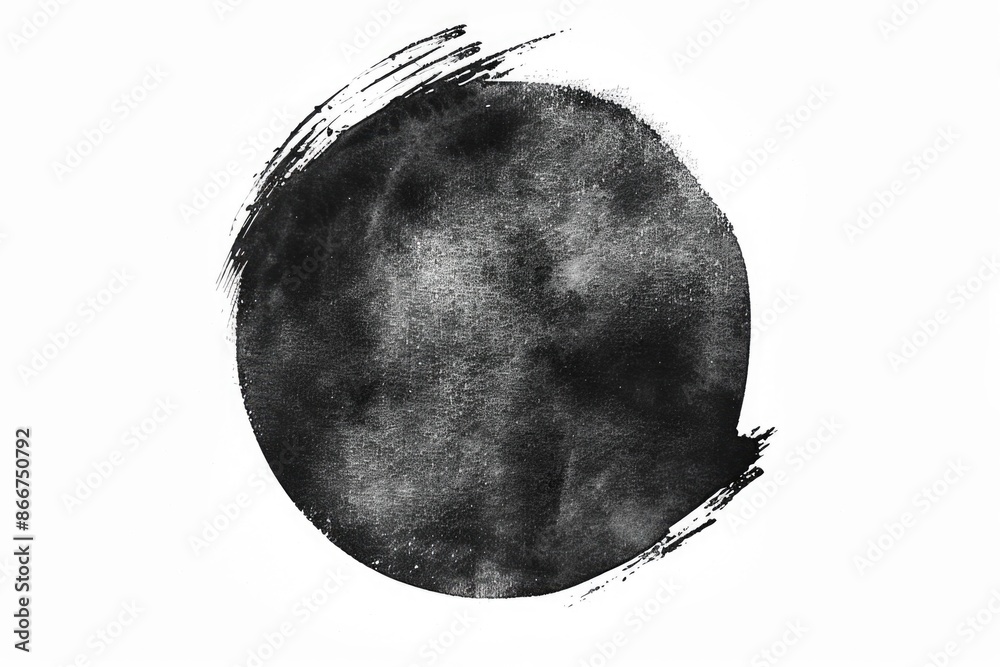 Poster a simple yet unique design featuring a hand-painted black circle on a white background