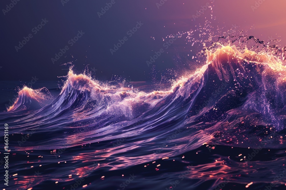 Poster A large wave crashing into the ocean