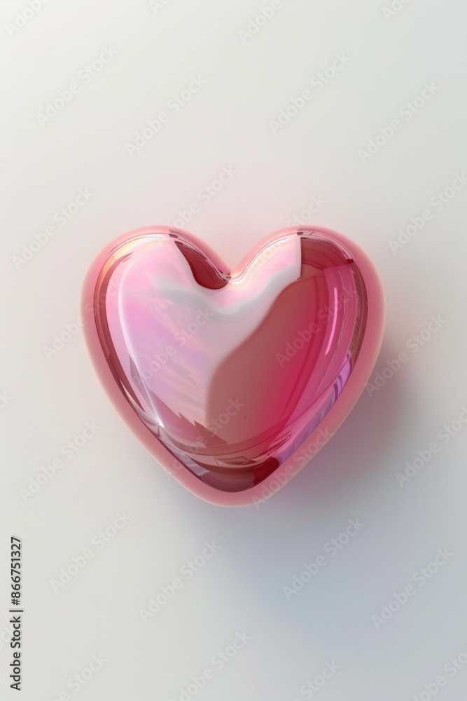 Aufkleber a bright pink heart-shaped object sits on a clean white surface, awaiting use or display