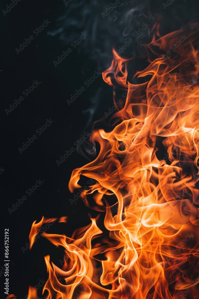 Poster a burning flame on a dark and mysterious backdrop