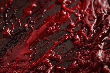 Close-up shot of a red liquid covering a surface