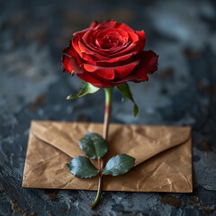 a beautiful rose with a love letter made with generative ai