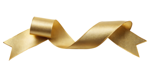 gold ribbon isolated on transparent background
