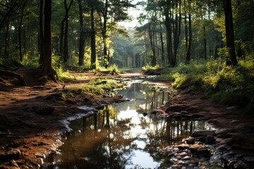 Obraz premium Nairobi, Kenya, the Karura Forest Park, an oasis of nature in the heart of the city., generative IA