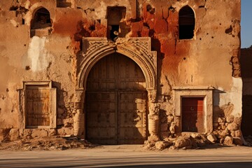 Marrakech, Morocco, the old walls of the city, such as the door of Bab AgNaou., generative IA