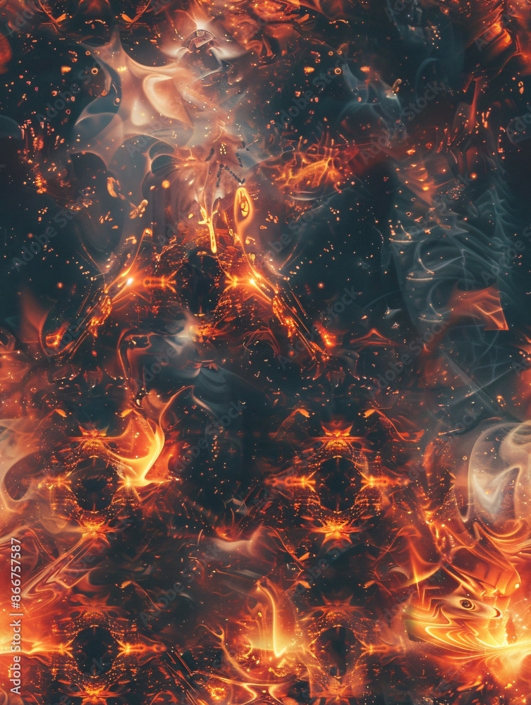 Poster Energetic and dynamic abstract background featuring mesmerizing fire flame patterns