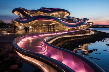 Abu Dabi, United Arab Emirates, Yas Island (Yas Island), with amusement parks and the Yas Marina circuit., generative IA