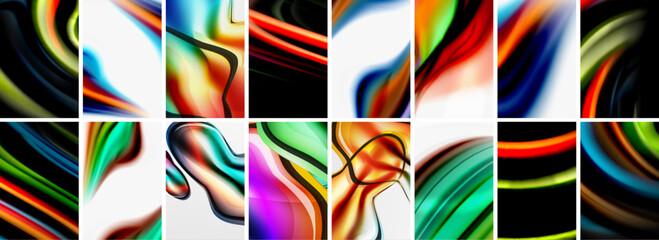 Collection of abstract background with waves, colorful shapes and 3d shadow effect. Vector Illustration For Wallpaper, Banner, Background, Card, Book Illustration, landing page