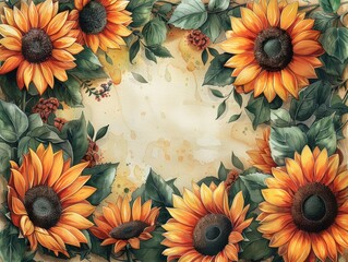An ornate text box with a border of sunflowers and ivy leaves. 