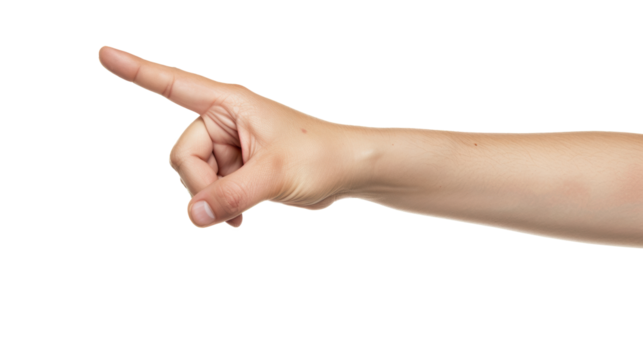 An Isolated Pointing Hand Gesture Signifying Direction or Selection