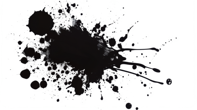 Abstract Black Ink Splatter, Dynamic Paint Splash with Copy Space