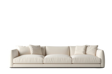 A modern luxury sofa that seamlessly blends comfort and style, featuring a contemporary design, premium materials, and a calming color palette, displayed on a minimalist white background