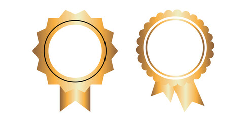 Golden Award Ribbon Banner Icons, Geometric Text Space Award Badges Vector Illustration.	
