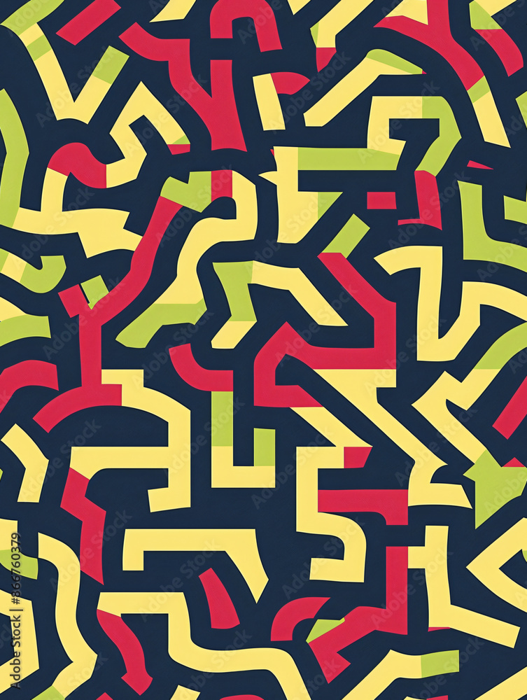 Fototapete geometric shapes in seamless pattern creating maze for textile print, web background