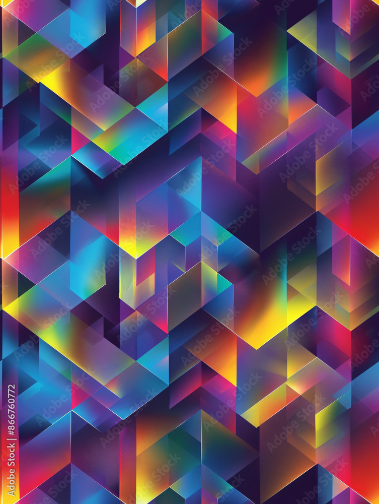 Aufkleber Colorful abstract geometric pattern background with translucent overlapping shapes, evoking depth and dimension