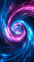 Obraz premium Modern neon swirl background with glowing blue and pink lights