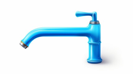 Realistic vector illustration of water flowing from faucet icon, isolated on white background