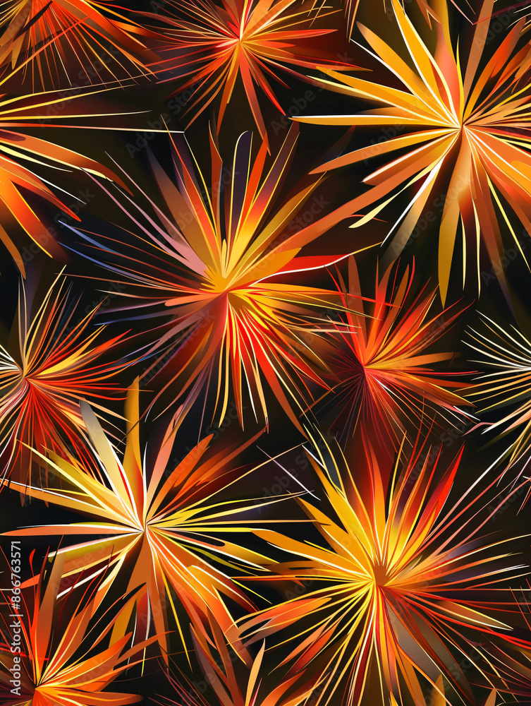 Aufkleber Dynamic and visually captivating seamless abstract pattern background with vibrant orange and yellow shapes