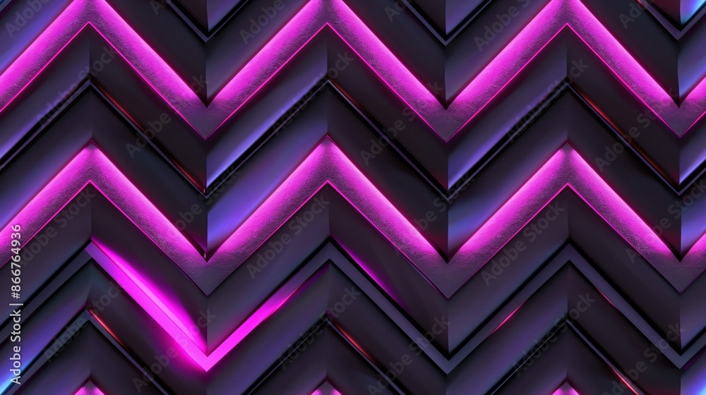 Poster chevron pattern abstract background with vibrant pink neon light