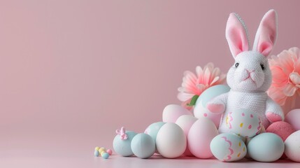 Obraz premium Easter eggs and bunny figurines pastel