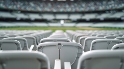 Empty cricket stadium with empty seats before a game