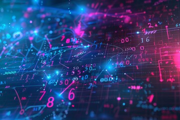 Obraz premium Mathematical Complexity, Detailed Background with Numbers and Equations.