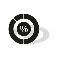 Percentage pie chart. Black and white. Minimalist design. Vector illustration.