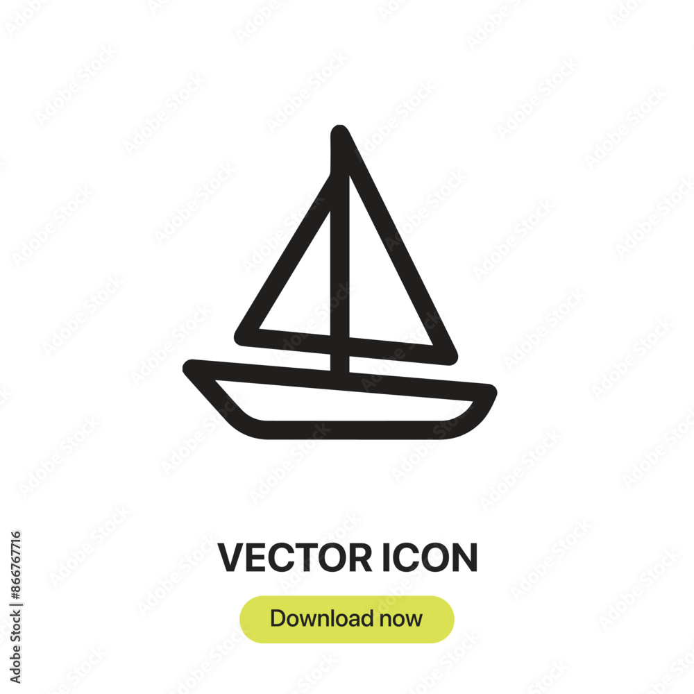 Poster Sailboat icon vector. Linear-style sign for mobile concept and web design. Sailboat symbol illustration. Pixel vector graphics - Vector.	