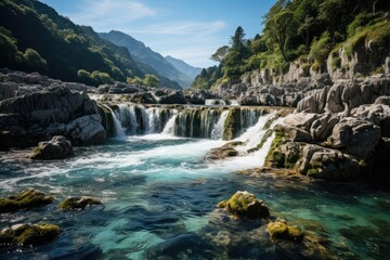 Sochi, Russia, the waterfall, a natural attraction., generative IA