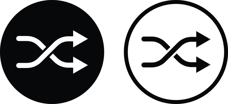 Shuffle icon set in two styles . Arrow shuffle icon . Vector illustration