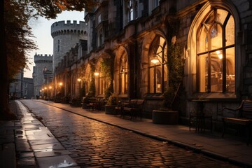 Fototapeta premium Dublin, Ireland, Dublin Castle (Dublin Castle), with its medieval architecture., generative IA