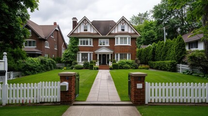 A Glimpse Into Suburbia: A Brick Homes Welcoming Path