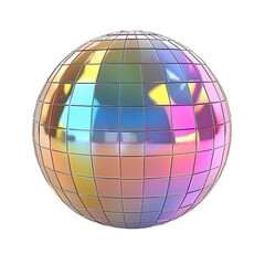 Obraz premium disco mirror ball reflecting rainbow colors isolated on transparent background