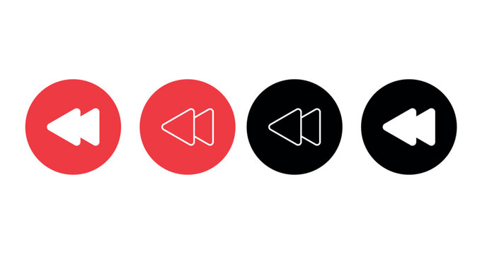 Set Of Black Red Reverse Button Icon | High-Quality Vector Graphic for Media and Entertainment