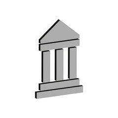 Classical building icon. Greek temple silhouette. Gray and black vector. Architectural symbol.