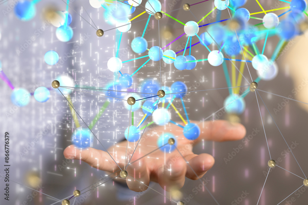 Poster conference Digital Network and data concept 3d