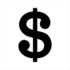 Black dollar sign silhouette isolated on white background. Dollar sign icon vector illustration design.