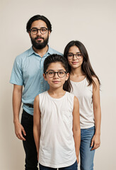 Fototapeta premium a hispanic family of three people wearing glasses