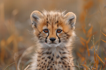 Obraz premium Photo portrait d'un bébé guépard, animal sauvage, fauve, majestueux, carnivore, sauvage