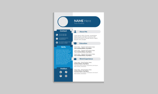 Modern Resume or Cover Letter Design Template  for Business Job Applications, Resume design template, cv design