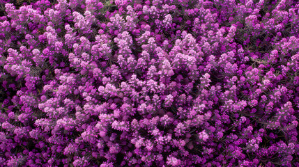 Obraz premium Background with a fog motif in a lavender field. Lavender field close up with rising fog