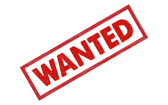 Wanted red ink rubber stamp sign symbol grunge effect vector illustration design most wanted person criminal case investigation tampon