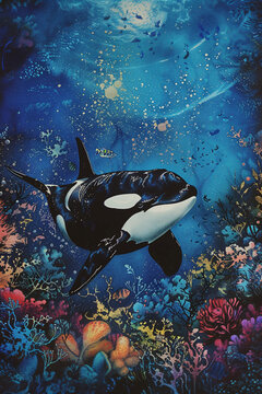 Orka unter Wasser