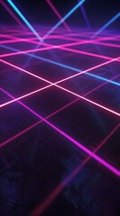 futuristic neon grid with laser lights, abstract technology background