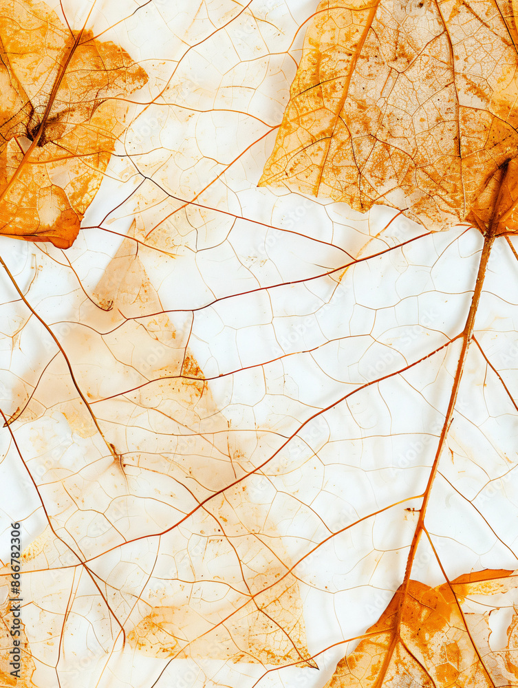 Poster beautiful autumn leaves pattern with veins forming a delicate design